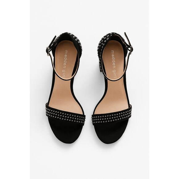 Madden Girl Black Studded Ankle Strap Heels Size 9 - Picture 8 of 8